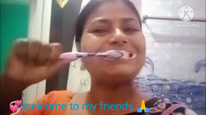teeth brush and tongue cleaning with toothbrush