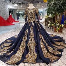 Check spelling or type a new query. Vintage Long Sleeves Navy Blue Wedding Dresses 2019 Elegant Puffy Custom Made Gold Lace Colorful Muslim Bridal Gowns Wedding Dresses Aliexpress