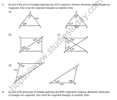Congruent triangle worksheets offer exercises like writing congruent parts and postulates, congruence statements, congruence in right triangles implement this collection of pdf worksheets to introduce congruence of triangles. Class 7 Maths Congruence Of Triangles Worksheet