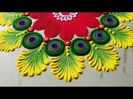 Very Easy And Attractive Multicolored Kolam For Festivals Rangoli By Sangeeta Youtub Colorful Rangoli Designs Rangoli Designs Flower Small Rangoli Design