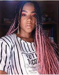 Box Braid Ombre Rose Colorfulboxbraids Box Braids Hairstyles Pink Box Braids Braided Hairstyles