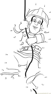 Fireman Sam On Rope Dot To Dot Printable Worksheet Connect The Dots Fireman Sam Coloring Pages Dot Worksheets