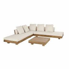 Le salon de jardin bas porto est composé d'un canapé 2 places, de deux fauteuils et d'une table basse. Salon De Jardin 4 6 Places En Acacia Massif Et Toile Ecrue Porto Rico Maisons Du Monde