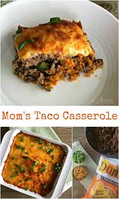 Mom S Taco Casserole An Affair From The Heart Taco Seasoned Ground Beef Peppers Green Chiles And Onion Taco Taco Casserole Mexican Food Recipes Recipes