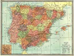 Iberia Spain And Portugal Inset Madrid Plan 1907 Old Antique Map Chart