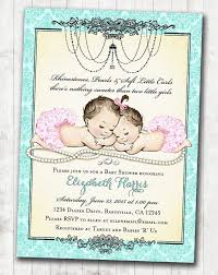 Twin Girls Baby Shower Invitation For Baby Girls Pink Aqua Etsy Twins Baby Shower Invitations Baby Shower Invites For Girl Baby Shower Invitations For Boys