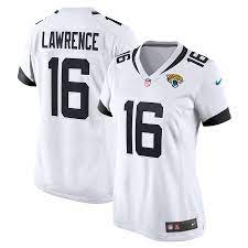Buy jacksonville jaguars trevor lawrence, jerseys, shirts, gear at the official online store of the jaguars. Women S Nike Trevor Lawrence White Jacksonville Jaguars 2021 Nfl Draft First Round Pick Game Jersey