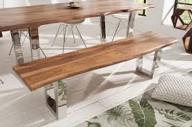 Massive Baumstamm Bank Mammut 180cm Sheesham Kufengestell Aus Edelstahl Baumstamm Tisch Esstisch Dekor