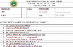 Soal Aswaja Kelas 7 Mts Nu Al Badar