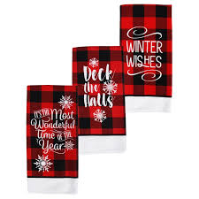 2 pack set of kitchen towels. Christmas Themed Red Buffalo Check Kitchen Towels 15x25 In Christmas Themes Buffalo Check Christmas Red Buffalo Check