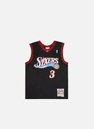 Big & tall, swimwear, shirts, activewear, jeans, pants, shorts Mitchell Ness Philadelphia 76ers Swingman Jersey Allen Iverson Men Black White Graffitishop