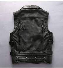 Genuine Cow Leather Motorcycle Vest Vest Metal Gods Jaket Kulit Jaket Kulit