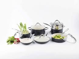 Greenpan Lima 12 Piece Hard Anodized Non Stick Dishwasher Safe Ceramic Cookware Set Thermolon Healthy Ceram Ceramic Cookware Set Ceramic Cookware Cookware Set