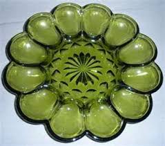 Vintage indiana glass deviled egg tray, thick amber hobnail glass, made in usa circa 1960s, mid century kitchen trashtiques 5 out of 5 stars (1,400) sale price $36.00 $ 36.00 $ 40.00 original price $40.00 (10% off) add to favorites l.e. Avocado Green Pattern Glass Deviled Egg Plate Vintage Retro Green Glassware Vintage Green Glassware Deviled Egg Plate