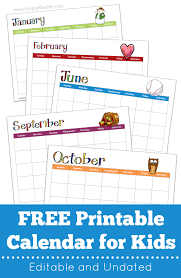 Free Printable Calendar For Kids Editable Undated With Images Kids Calendar Preschool Calendar School Calendar