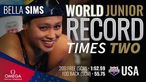 Bella Sims just set 𝙏𝙒𝙊 World Junior Records in the span of… *checks  watch* … 12 MINUTES?! 🤯🤯🤯 #SWC2022