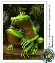 Frogs need food, humidity, hiding. Art Green Tree Frog Pond Romance Original Artist Print By Di Ebay