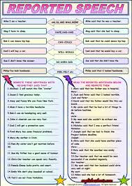 Reported Speech Esl Grammar Exercises Worksheet Reported Speech Grammar Exercises Direct And Indirect Speech