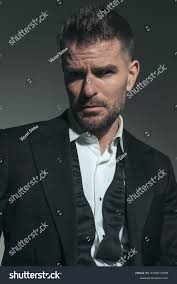 Confident Sexy Guy Elegant Suit Undone Stock Photo 2156513109