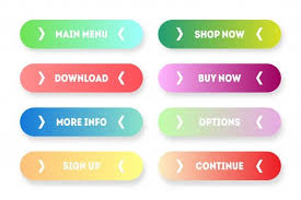 Vector Set Of Modern Gradient App Or Game Buttons User Interface Web Button With Arrows Menu Shop Now Buy Download Etc In 2020 User Interface Button Game App