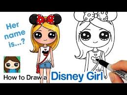 How To Draw A Disney Cute Girl Easy Youtube Cute Easy Drawings Kawaii Drawings Cute Kawaii Girl