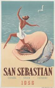 San Sebastian Donostia Basque Country Spain Vintage Travel Poster Deco Beach Essenzadiriviera Www Vintage Travel Posters Travel Posters Vintage Posters
