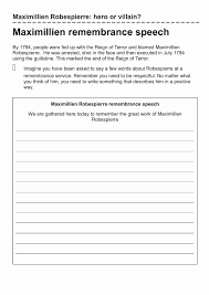Maximillien Remembrance Speech Writing Frame Worksheet