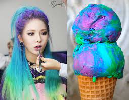 10 Times Rainbow Haired K Pop Idols Looked Like Ice Cream Soompi Hair Cream Hyuna Ice Cream Rainbow Hair