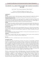 Murat çetinkaya, 1976 yılında doğmuştur. Pdf Examining Co2e Reduction Within The German Logistics Sector