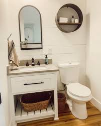 The cabinet comes fitted with a sink, and the brown wood finish would be very popular with men. The Top 73 Small Powder Room Ideas Interior Home And Design