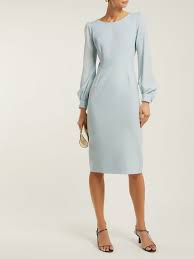 Harper Crepe Dress Goat Matchesfashion Com Classy Dress Outfits Blue Dress With Sleeves Blue Dress Casual