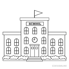 School Building Black and White Free PNG Image｜Illustoon