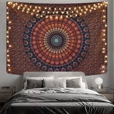 .wall decor wall art bed cover room divider curtain table cloth college dorm picnic blanket and beach throwblue tapestry 84 x 54 inches made of 100 cotton fabric with screen printed design on itcare dry clean or gentle hand wash separately in cold waterthis lightweight mandala tapestry. Buy Bohemian Mandala Tapestry Hippie Tapestries Psychedelic Peacock Boho Tapestry Wall Hanging For Bedroom 59 1 X 78 8 Inches Online In Indonesia B085frnp89