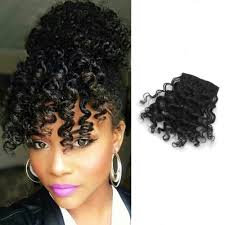 A style like this can help add volume towards the top of your head, while thinning out the lower length of your hair. Amazon Com Shinon Curly Bangs Human Hair Clip In Bangs Hair Extension Real 10 A Curly Hair Bangs Black Color Beauty