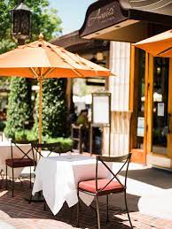 Shops, restaurants, stores and elegant residences around a central park with a fountain and trolley. The 8 Best Restaurants For Outdoor Dining The Americana At Brand