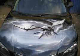 Car Painting Airbrushing Dragon Mazda 3 Hood Car Painting Car Paint Jobs Custom Paint Jobs