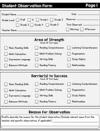 Student Observation Checklist Form Pre K Through Grade 5 Classroom Observation Classroom Observation Checklist Classroom Observation Form