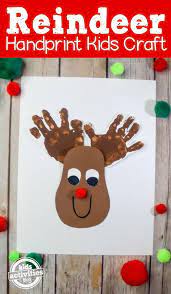 Cutest Christmas Reindeer Handprint Craft With Rudolph S Red Nose Reindeer Handprint Handprint Crafts Handprint Craft