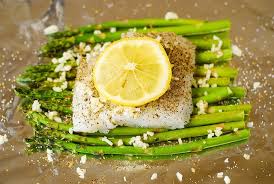 Baked Cod And Asparagus With Garlic Lemon Caper Sauce Julia S Album One pound will serve four people. baked cod and asparagus with garlic