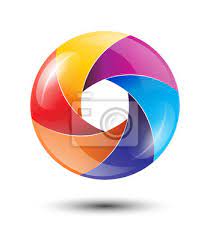 Der regenbogen ist ein universelles symbol, ist auf den logos vieler firmen aus verschiedenen tätigkeitsbereichen (vom verlag bis zur fluggesellschaft) abgebildet. 3d Regenbogen Kreis Bunte Logo Mit Glanzenden Klingen Fototapete Fototapeten Geschleift Offnung Branding Myloview De