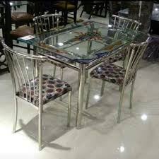 Very good quality solid and sturdy items table legs are removable table easily seats 6 sizes of table : Metal Silver Stylish Dining Table Chair Rs 11200 Per Set Lucky Industries Id 21858467133