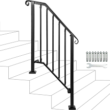 Handrails, or banisters, give you something to hold onto while walking up and down the staircase, while a stair railing prevents falling off the side of the staircase. Buy Adjustable Handrail Handrail Picket 2 Fits 2 Or 3 Steps Mattle Wrought Iron Handrail Stair Rail With Installation Kit Handrails For Outdoor Steps Black Online In Australia B08dk1h5pz