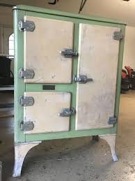 My Latest Restoration Project An Antique Metal Ice Box All Original Parts And Hinges With Original Patina Enamel Antique Ice Box Vintage Ice Box Metal Ice Box