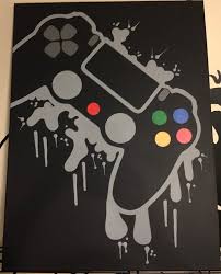 Playstation 4 Video Game Controller Painting Video Game Art Hand Painted Custom Colors Custom Wall Art Video Game Decor Teenage Wall Art Video Game Decor Custom Wall Art Game Room Decor
