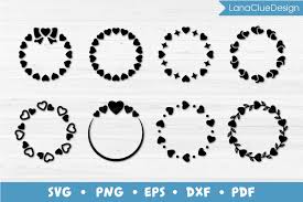 Download 8 Circle Hearts Frames Svg Round Monogram Frames 725424 Cut Files Design Bundles