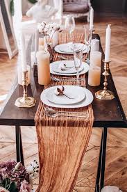 Rustic table runner natural imitated linen table cloth runners for wedding christmas birthday burlap lace table runner rustic jute shabby hessian table runner wedding festival party event. Terracotta Gauze Table Runner Rustic Table Runner For Etsy Rustic Table Runners Table Runners Wedding Rustic Table