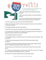 The more questions you get correct here, the more random knowledge you have is your brain big enough to g. Birthday Party Number 40 Trivia