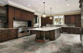 Slate Grey Floor Tile Paint Rustic Island Pendant Lighting Feat Dark Wood Cabinets Design Als Kitchen Flooring Options Modern Kitchen Flooring Kitchen Flooring