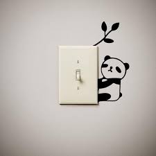 Panda Bear Cute Funny Vinyl Decal Sticker Light Switch Cover Etsy Wall Painting Decor Wall Art Gift Simple Wall Paintings