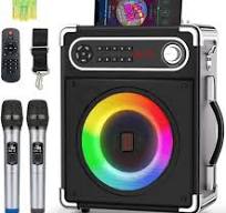 Karaoke Machine with 2 Wireless Microphones,Portable Bluetooth 5.1 Speaker  Light